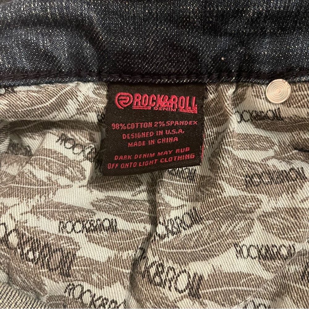 Rock & Roll Denim Cowgirl Leather Patch Jeans 32X32 - Picture 3 of 10